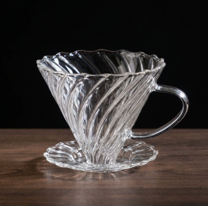 Clear Spiral Pour Over Coffee Filter Cup with Handle