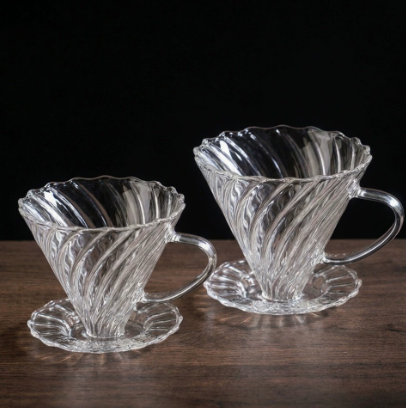 Clear Spiral Pour Over Coffee Filter Cup with Handle