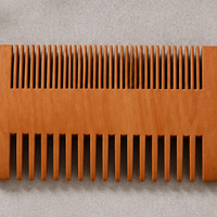 Double-Sided Peach Wood Comb Fine Tooth Dense Comb Beard Mustache Grooming Brush
