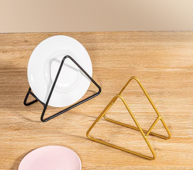 Metal Triangle Dish Rack Kitchen Plate Holder and Drying Stand