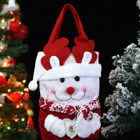 Christmas Plush Santa Snowman Gift Bag with Handles Holiday Candy Treat Carrier
