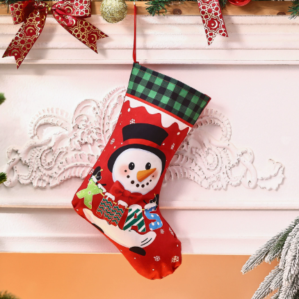 20cm Cartoon Christmas Stocking Gift Bag Santa Snowman Holiday Candy Hanging Decoration
