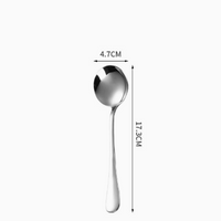 Stainless Steel Round Soup Spoon with Long Handle for Dining