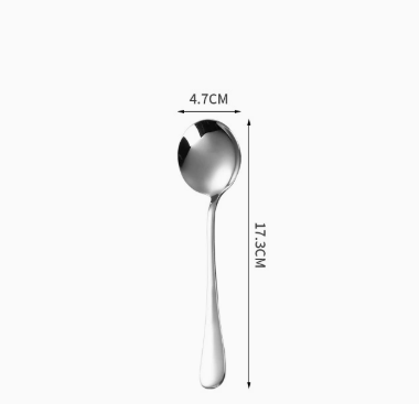 Stainless Steel Round Soup Spoon with Long Handle for Dining