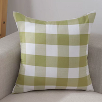 Cotton Linen Style Plaid Cushion Cover