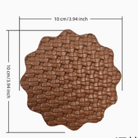 Textured Floral PU Leather Coaster Heat Resistant Table Mat