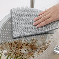 Double Layer Silver Wire Kitchen Cleaning Cloth Heavy Duty Non Scratch Dish Scrubbing Towel