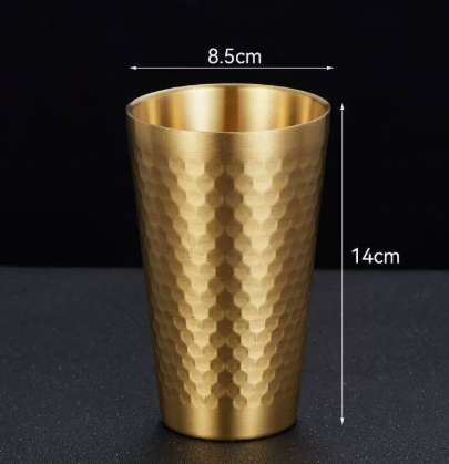 Gold Hammered 304 Stainless Steel Double Wall Drinking Cup