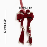 Christmas Glitter Velvet Wreath and Bow Hanging Ornaments