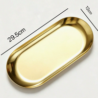 Gold Stainless Steel Oval Jewelry Tray