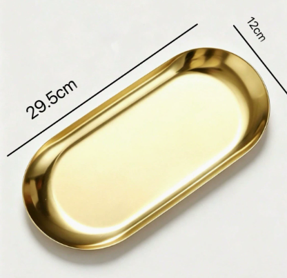 Gold Stainless Steel Oval Jewelry Tray