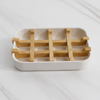 Bamboo Fiber Soap Dish with Drainage Design – Detachable, Easy-Clean, Moisture-Proof Travel Soap Holder
