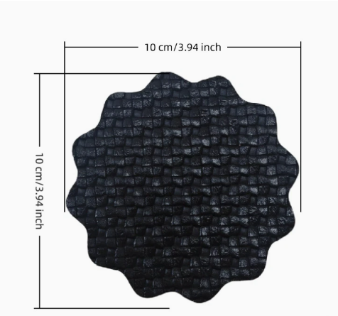 Textured Floral PU Leather Coaster Heat Resistant Table Mat