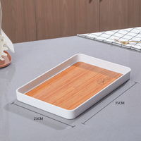 Rectangular Wood Grain Serving Tray Lightweight Decorative Tea Coffee Tray