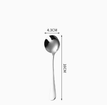 Stainless Steel Round Soup Spoon with Long Handle for Dining