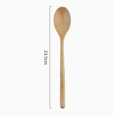 ong Handle Wooden Cooking Spoon, Natural Wood Soup Spoon for Cooking