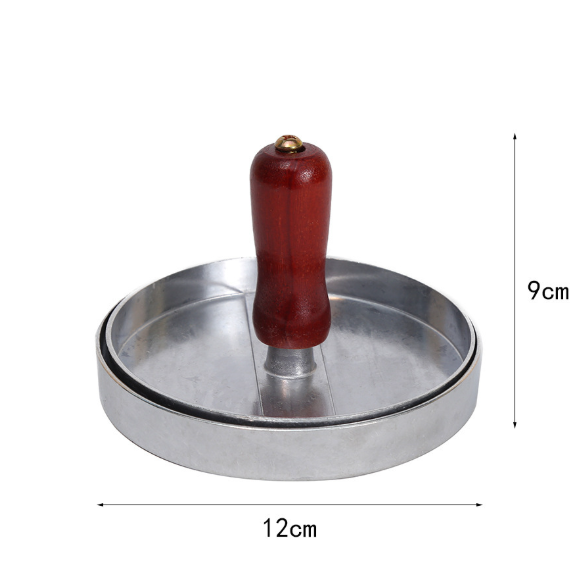 Stainless Steel Burger Patty Press Round Hamburger Meat Mold with Wooden Handle