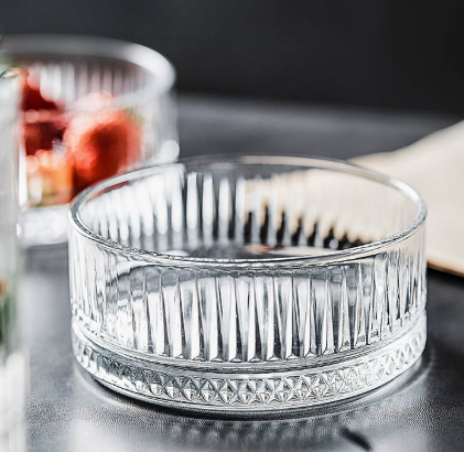 Clear Ribbed Glass Snack Bowl for Candy Nuts and Dessert Serving