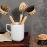 Wooden Handle Dish Cleaning Brush with Replaceable Brush Head