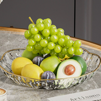 Luxury Clear Glass Fruit Bowl,  Decorative Serving Dish