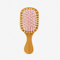 Bamboo Cushion Massage Brush Compact Portable Quick Clean Detangling Styling Paddle Hairbrush