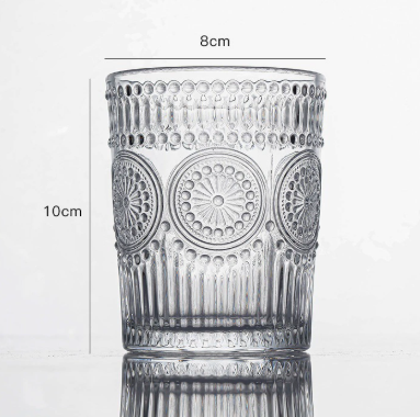 Vintage Sunflower Embossed Glass Drinking Cup