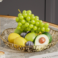 Luxury Clear Glass Fruit Bowl,  Decorative Serving Dish