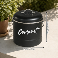 Metal Compost Bin with Handle Round Sealed Storage Container Kitchen Scrap Bucket with Lid Kitchen Organizer