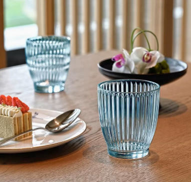 Blue Tempered Glass Drinking Cup