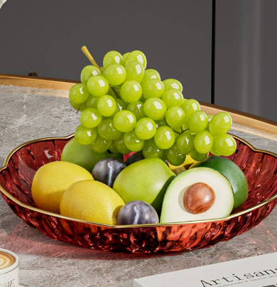 Luxury Clear Glass Fruit Bowl,  Decorative Serving Dish