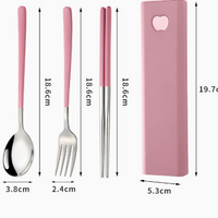 Spoon Fork and Chopsticks Travel Utensils with Storage Case for Lunch