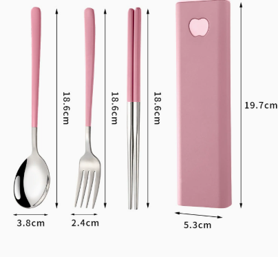 Spoon Fork and Chopsticks Travel Utensils with Storage Case for Lunch