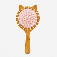 Bamboo Cushion Massage Brush Compact Portable Quick Clean Detangling Styling Paddle Hairbrush