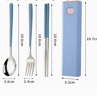 Spoon Fork and Chopsticks Travel Utensils with Storage Case for Lunch