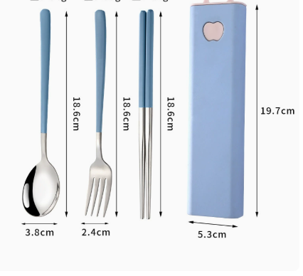 Spoon Fork and Chopsticks Travel Utensils with Storage Case for Lunch