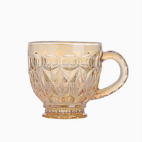 Vintage Amber Glass Coffee Mug with Handle