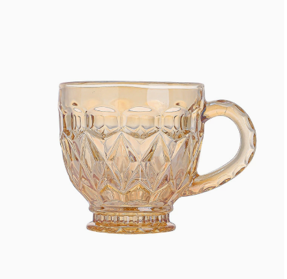 Vintage Amber Glass Coffee Mug with Handle