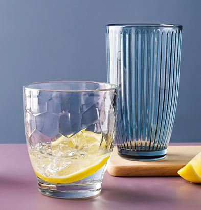 Blue Tempered Glass Drinking Cup