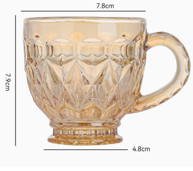 Vintage Amber Glass Coffee Mug with Handle