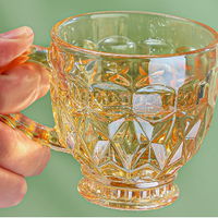 Vintage Amber Glass Coffee Mug with Handle