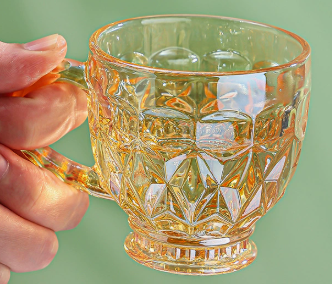 Vintage Amber Glass Coffee Mug with Handle