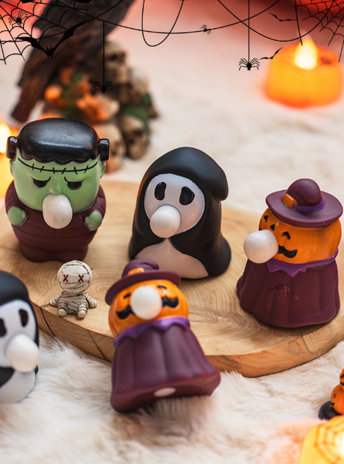 Halloween Stress Relief Squeeze Toy – Pumpkin, Frankenstein and Ghost Plastic Squishy Party Favor