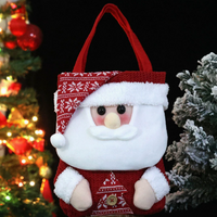 Christmas Plush Santa Snowman Gift Bag with Handles Holiday Candy Treat Carrier