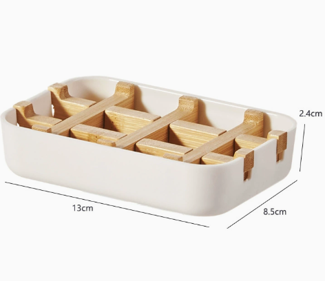 Bamboo Drainage Soap Dish Bar Soap Holder Bathroom Laundry Soap Tray