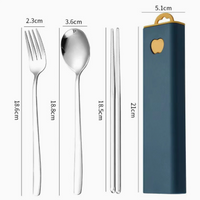 Spoon Fork and Chopsticks Travel Utensils with Storage Case for Lunch
