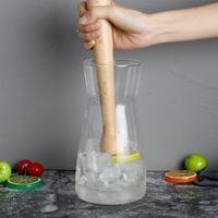 Natural Wooden Ice Crusher Muddler with Textured Head for Kitchen Use