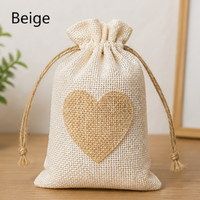 Heart Burlap Drawstring Pouch – Halloween Gift Bag Christmas Candy Storage Small Cloth Sack Linen Jewelry Pouch