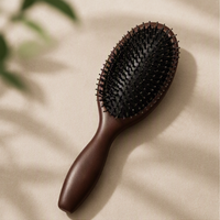 Boar Bristle Hair Brush Women Home Narrow Tooth Cushion Air Cushion Detangling Brush Durable Wooden Comb Gift Box Set