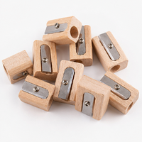 Wooden Pencil Sharpener Beechwood Single Hole Manual Sharpener Eco-Friendly Traditional Design