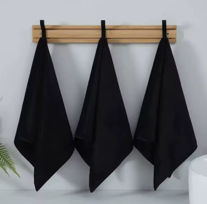 Black Microfiber Towel, Soft Quick Dry Absorbent Cleaning Cloth